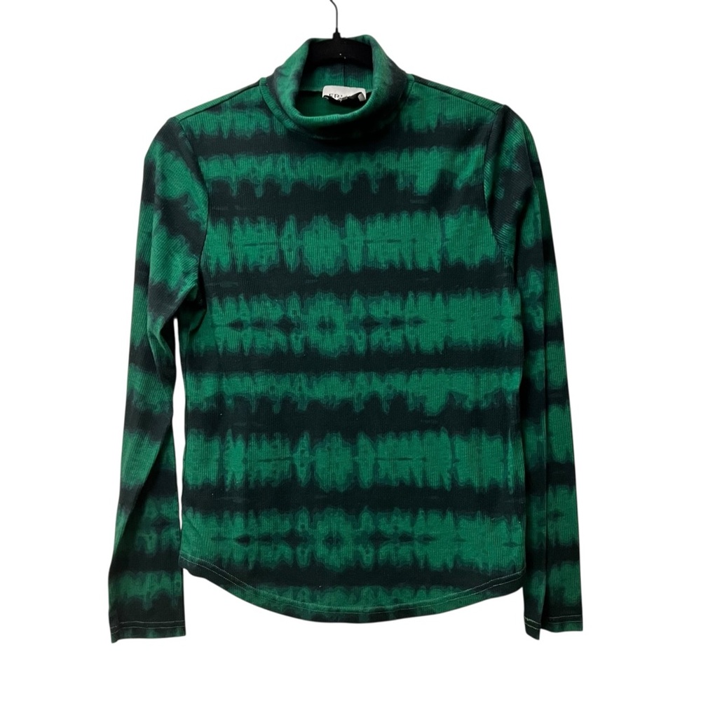 FRNCH Green and Black Turtleneck Top